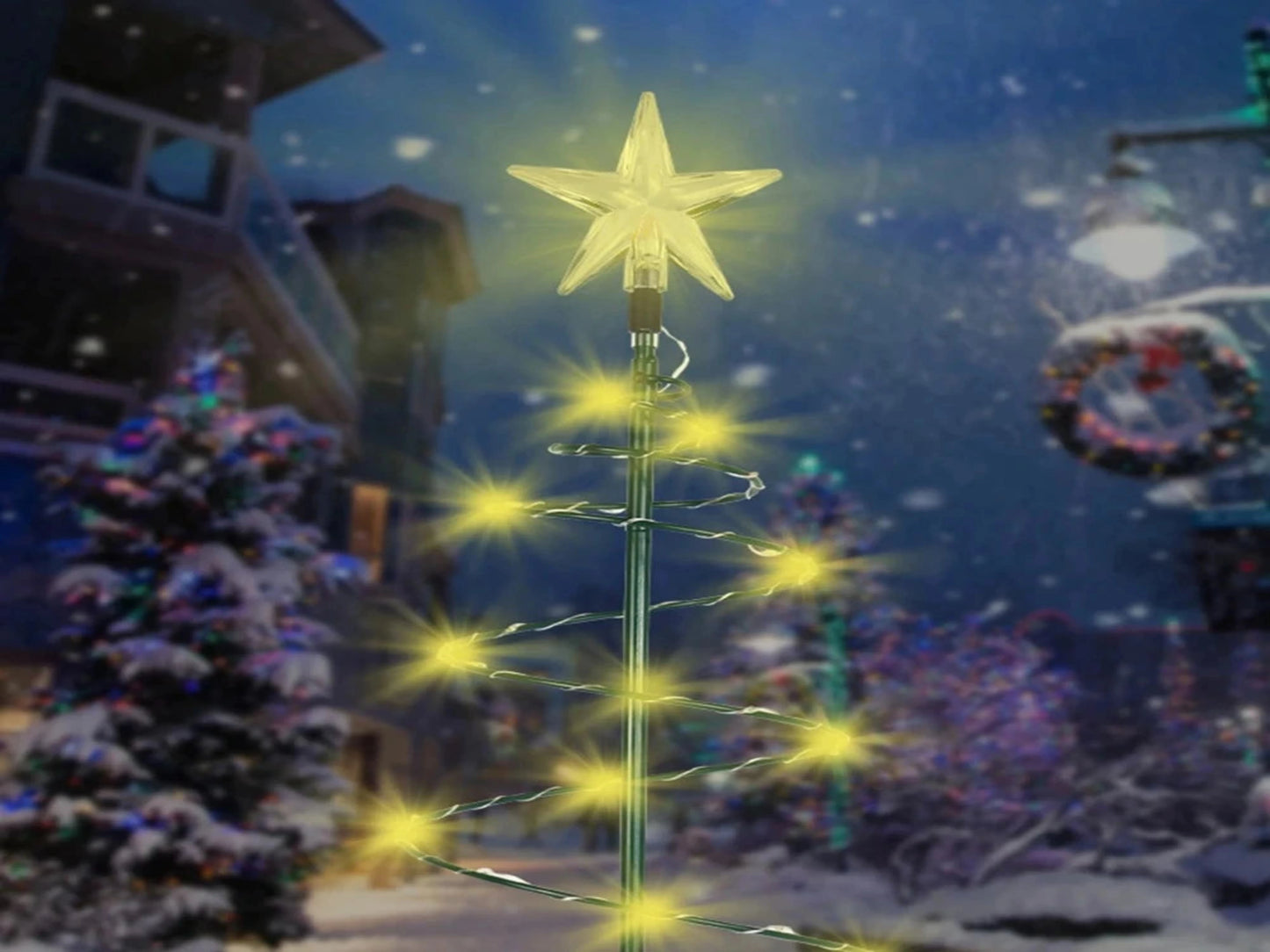 LÁMPARA ESPIRAL DE ÁRBOL DE NAVIDAD X 4