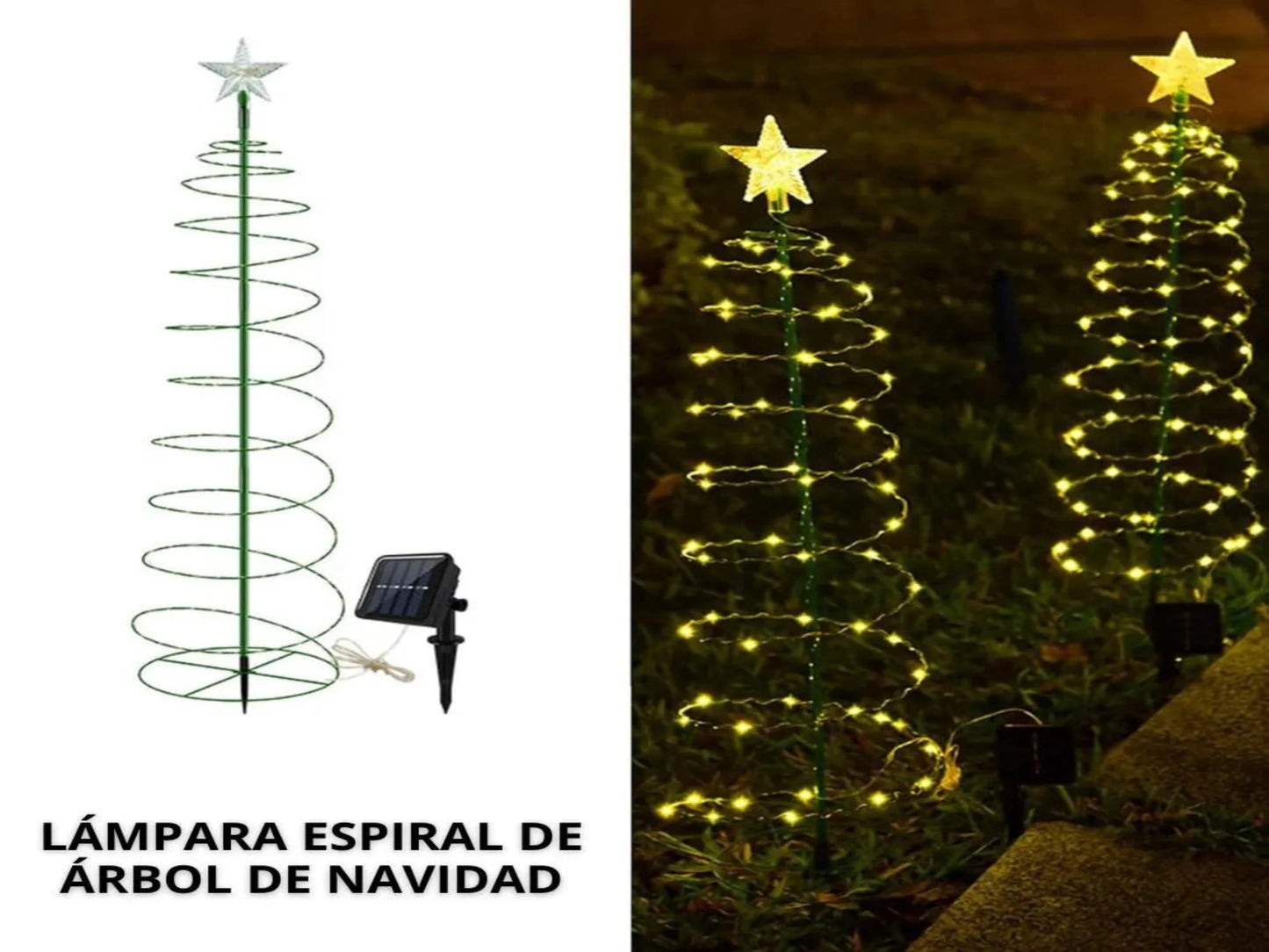 LÁMPARA ESPIRAL DE ÁRBOL DE NAVIDAD X 4