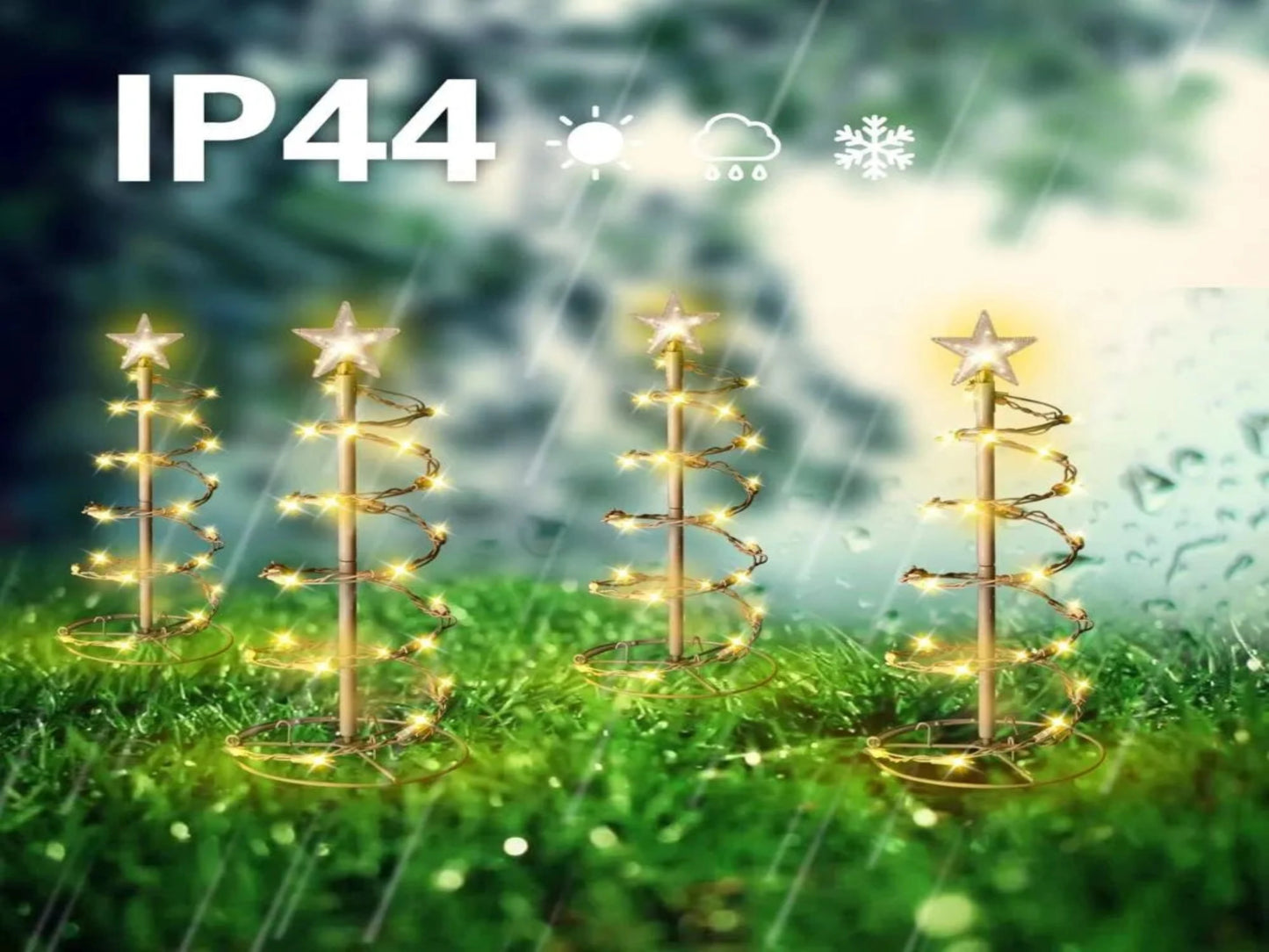 LÁMPARA ESPIRAL DE ÁRBOL DE NAVIDAD X 4