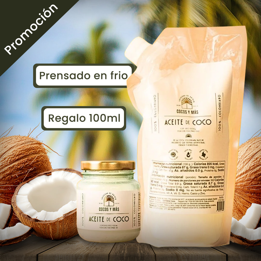 Aceite de Coco 100% Natural – ¡Llévate 1kg + 100ml como obsequio! 🥥✨