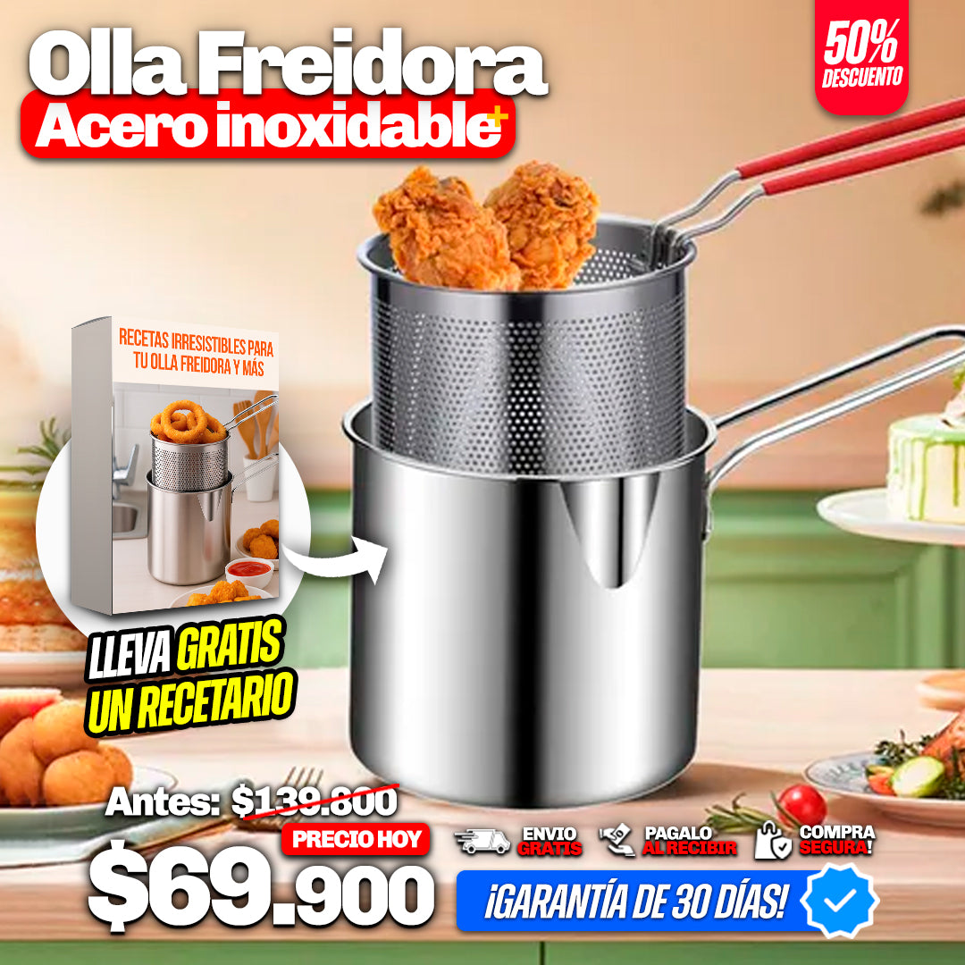 FREIDORA DE ACERO INOXIDABLE + RECETARIA GRATIS